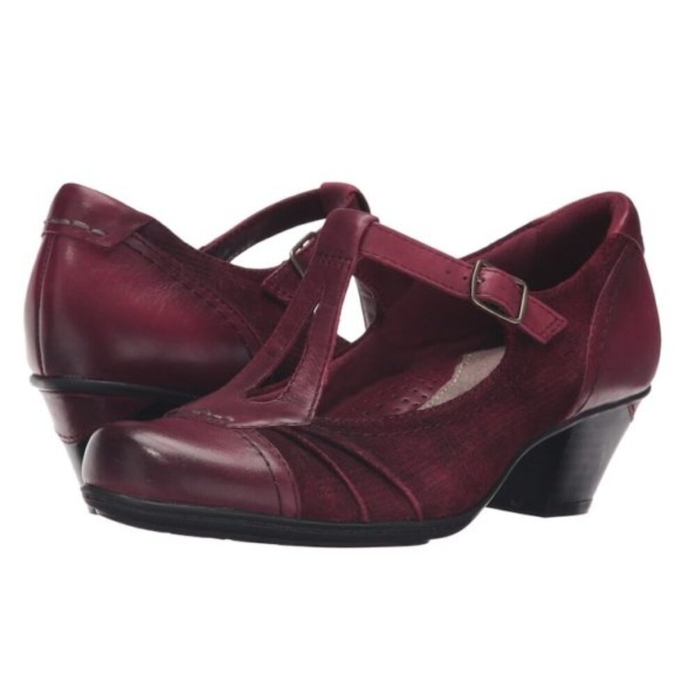 Earth Wanderlust Heel Leather Dress Shoe - Red Black Gray Womens 10 B